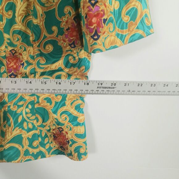 Papèll Boutique Vintage Green Gold Floral Two Piece Jacket And Skirt Set 14 EUC - Picture 12 of 16